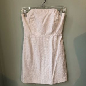 Vineyard Vines Strapless White Eyelet Dress